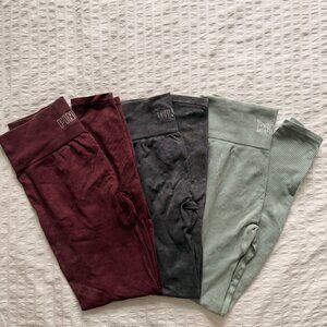 Victoria's Secret PINK Leggings 3 Pairs (Maroon, Grey, Seafoam) Size Small